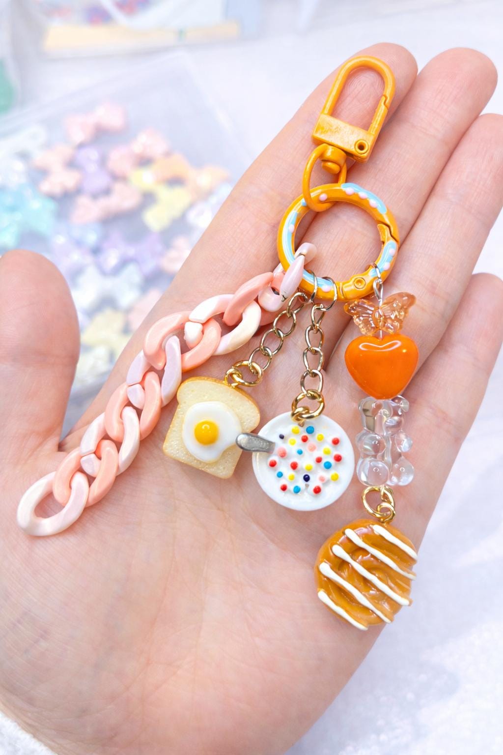 Adorable cute food miniature Jewerly Bag charms / Key chain / bread&cereal and donut