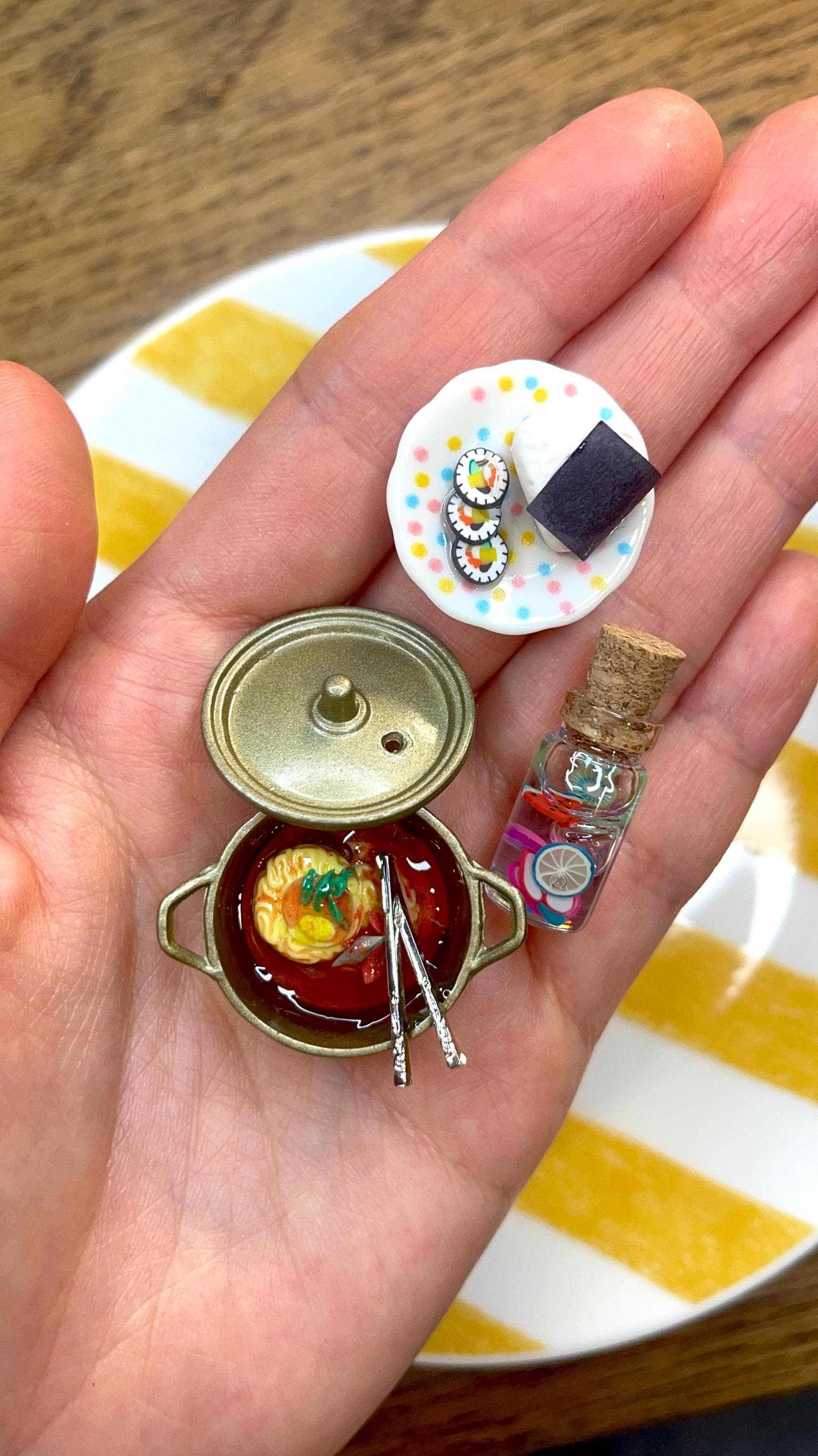 Korean Pot Ramen with chopsticks miniature art Magnet Set: K-Food Fridge Magnets set 4