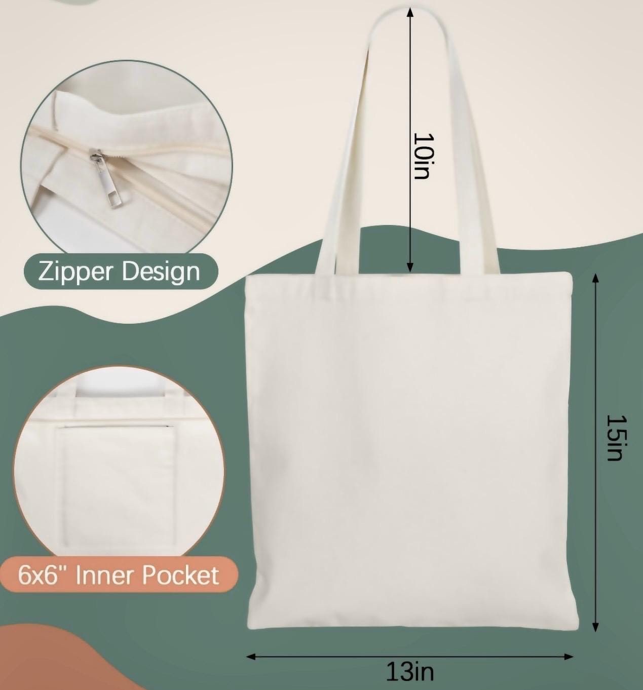 Chicago Canvas Tote Bag: Modern City Shopper with Zipper Pocket