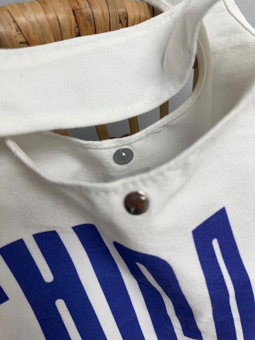 Chicago Canvas Tote Bag with Magnet Snap and Zip Pocket for gift Blue letter