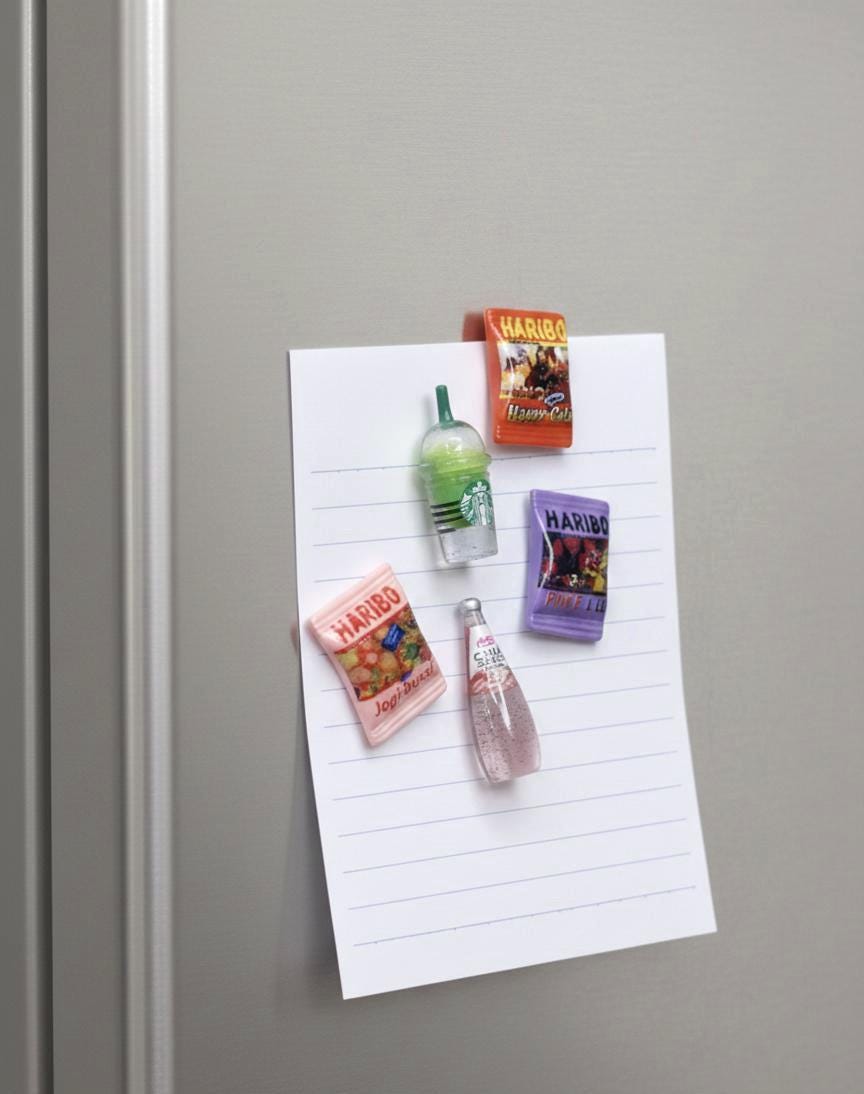 Miniature Food Fridge Magnets, Haribo & Drink Snack Set of 5 스낵 자석