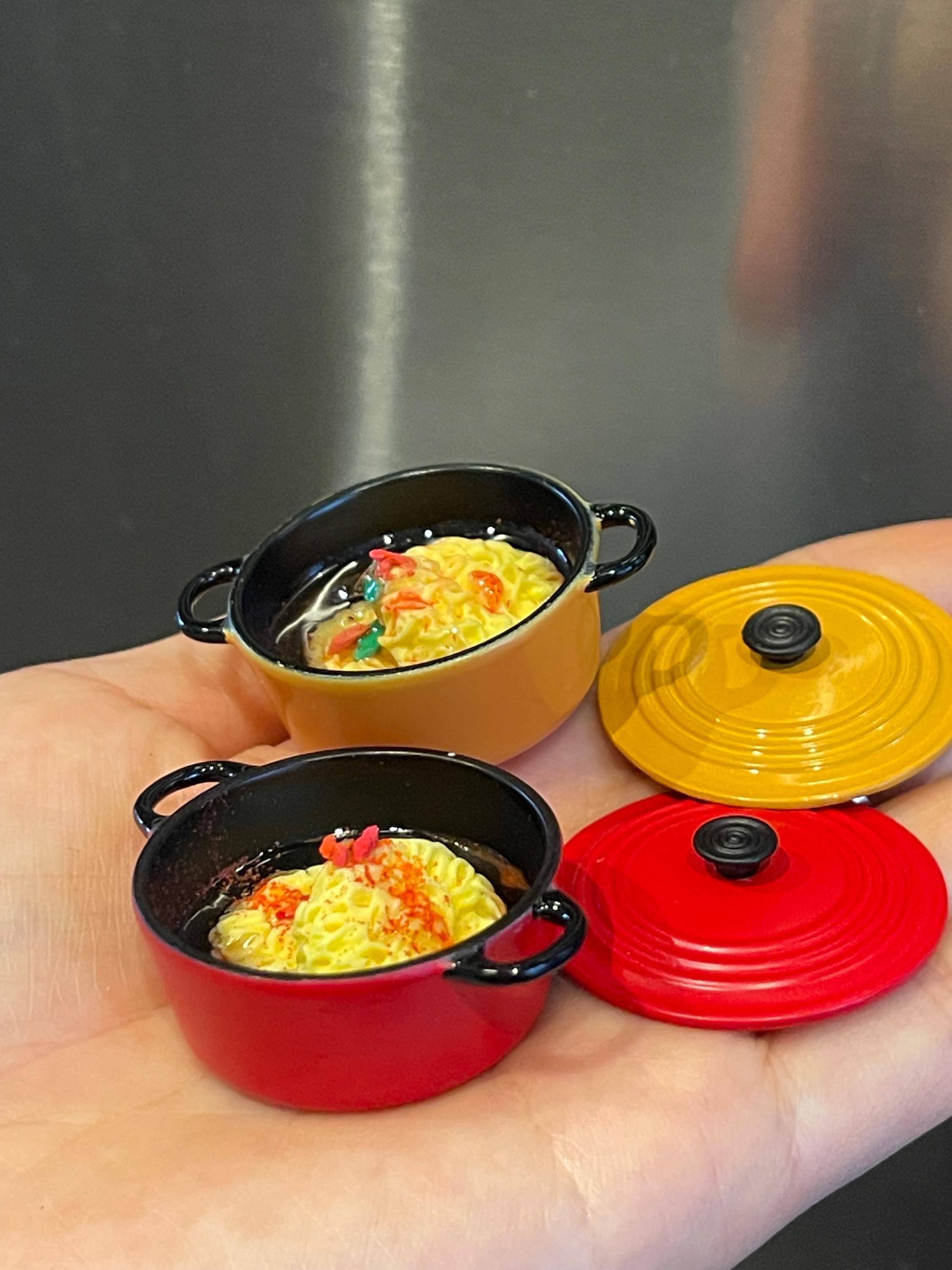 Korean Pot Ramen miniature art Magnet: K-Food Fridge Magnets Red pot or Yellow pot