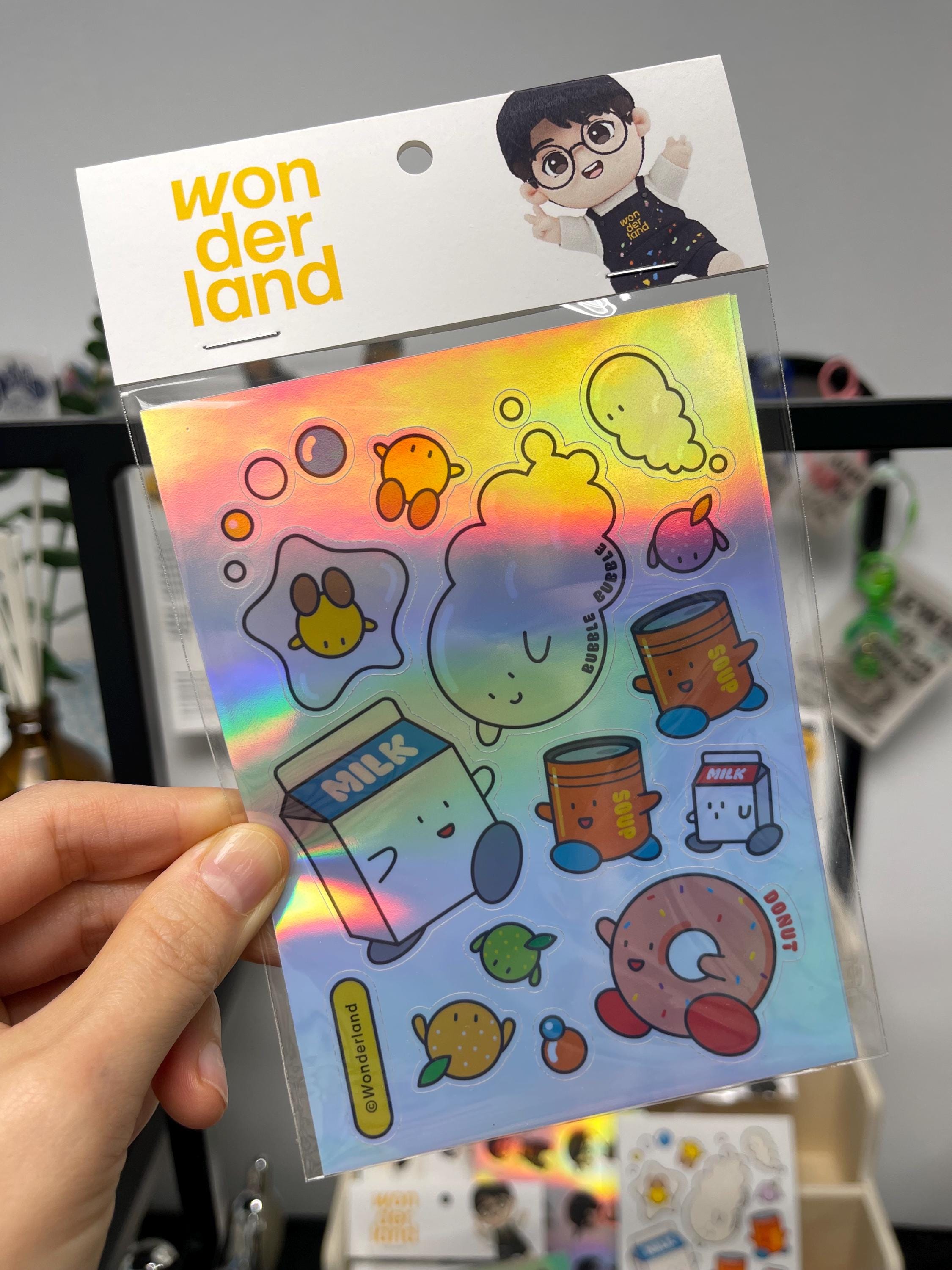 Chicago Wonderland’s character Donut and Milk friend Sticker Set, Matte version, 2 Sheets