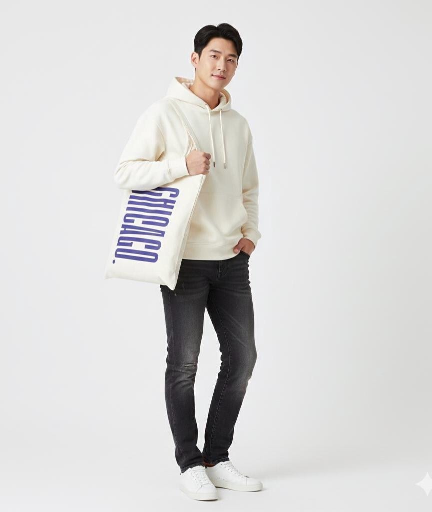 Chicago Canvas Tote Bag with with inside pocket