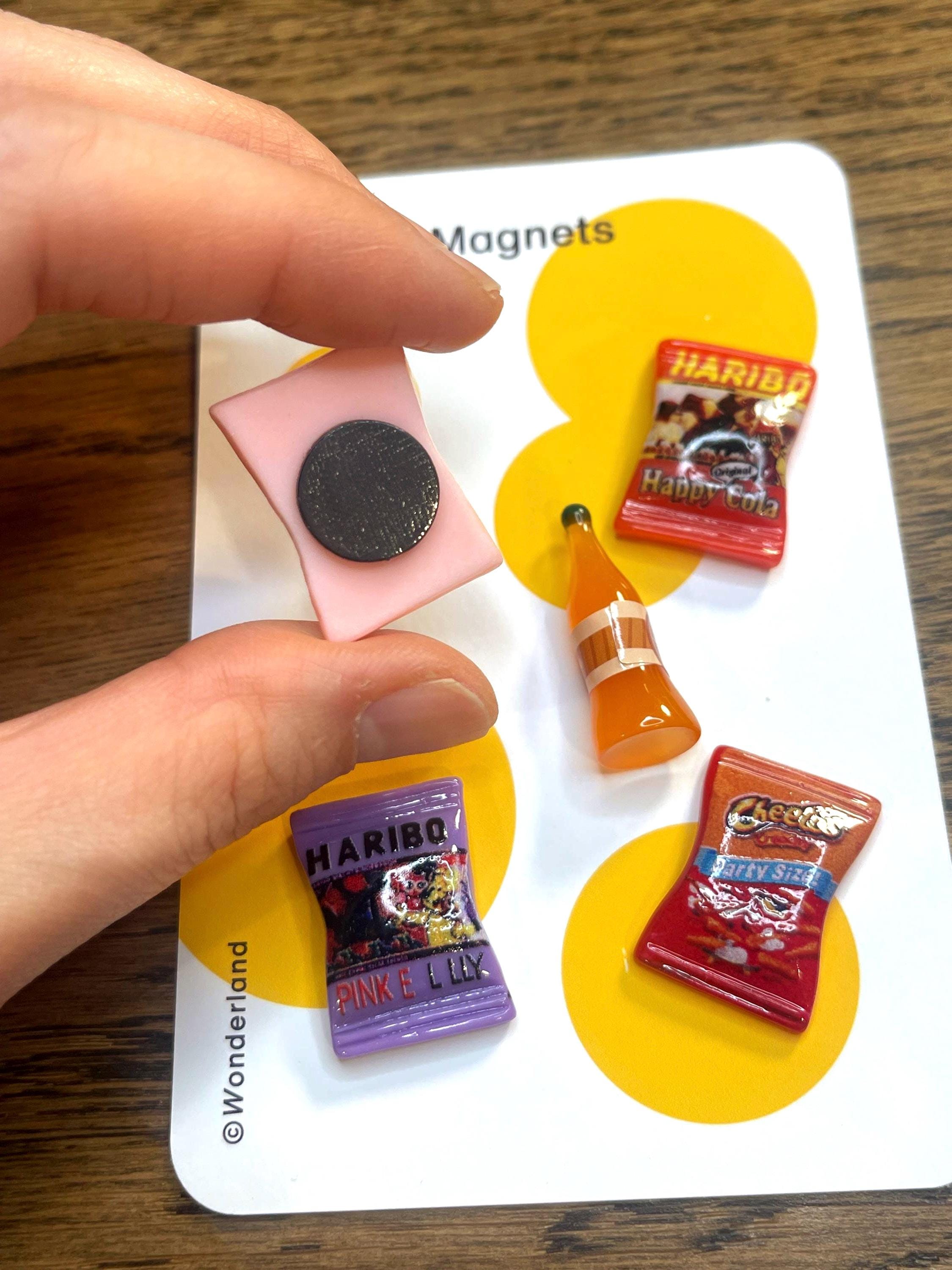 Cute tiny 3D Food Miniature Fridge White Board Magnet Set of 5 pieces (Haribo gummy package and Drink bottles) 스낵 냉장고 미니 자석
