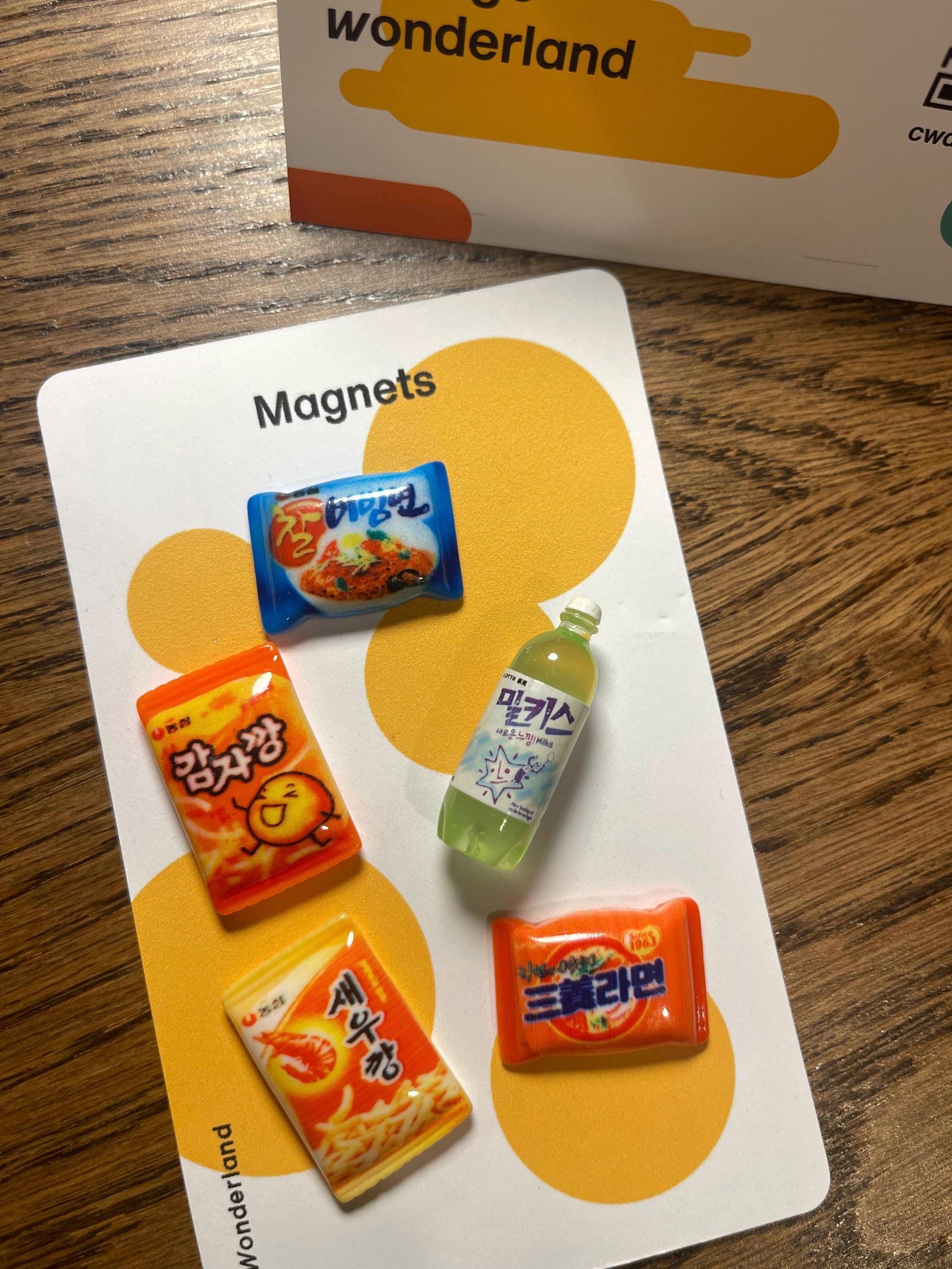 Korean Food 3D Miniature Fridge Magnets: K-Food Ramen and Snacks, Set of 5