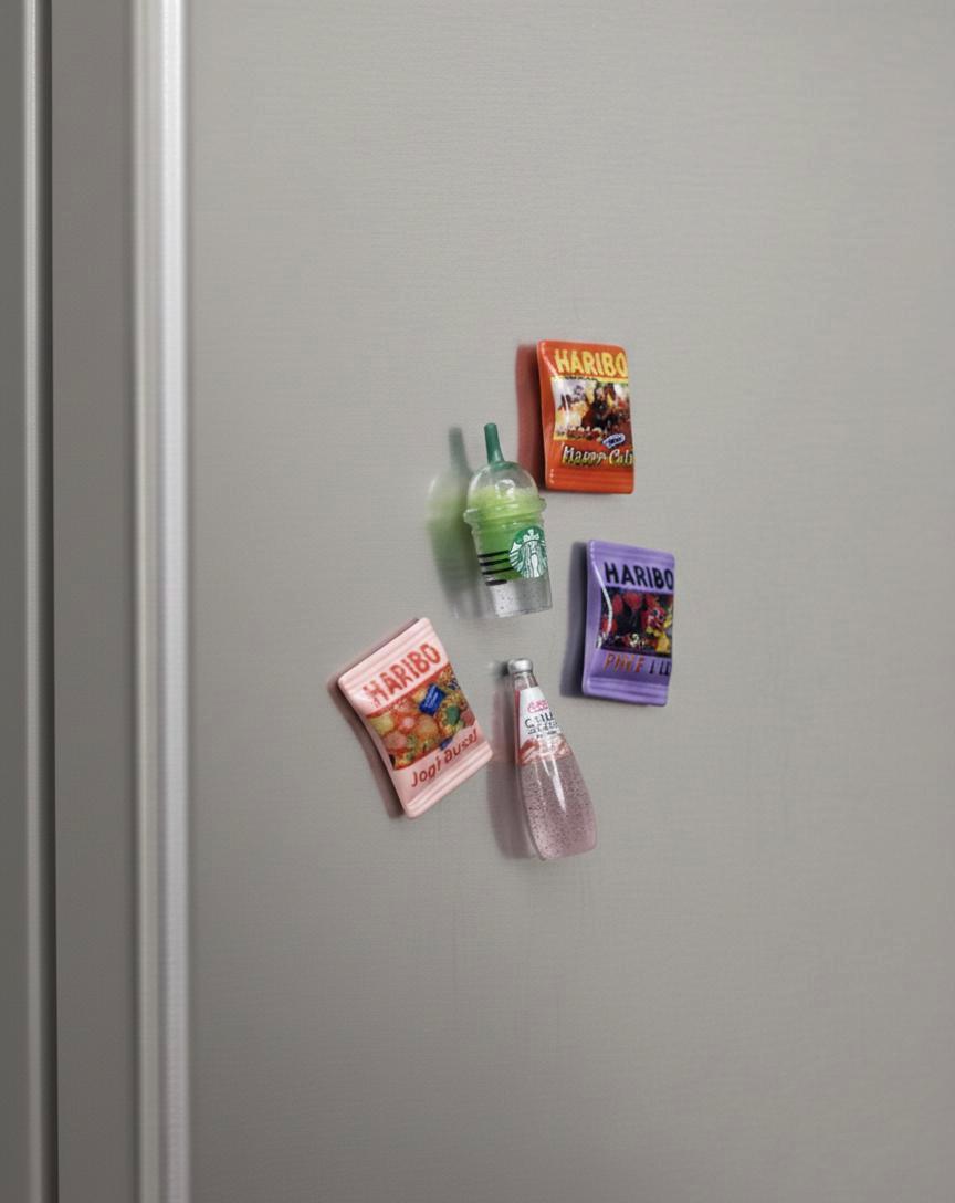 Miniature Food Fridge Magnets, Haribo & Drink Snack Set of 5 스낵 자석