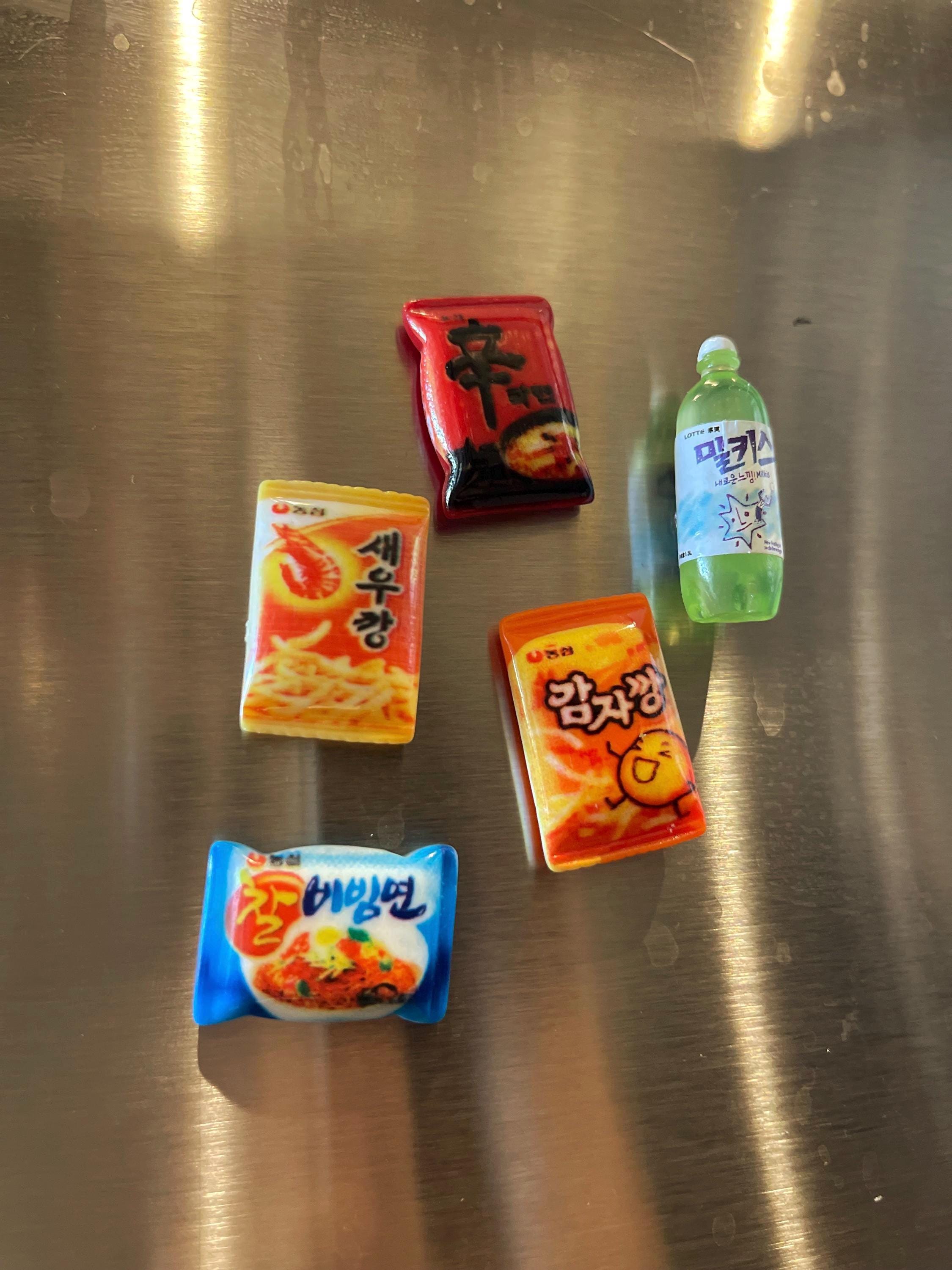 Korean K-Food Ramen And Snack Miniature Fridge White Board Magnet Set of 5pieces 냉장고 자석