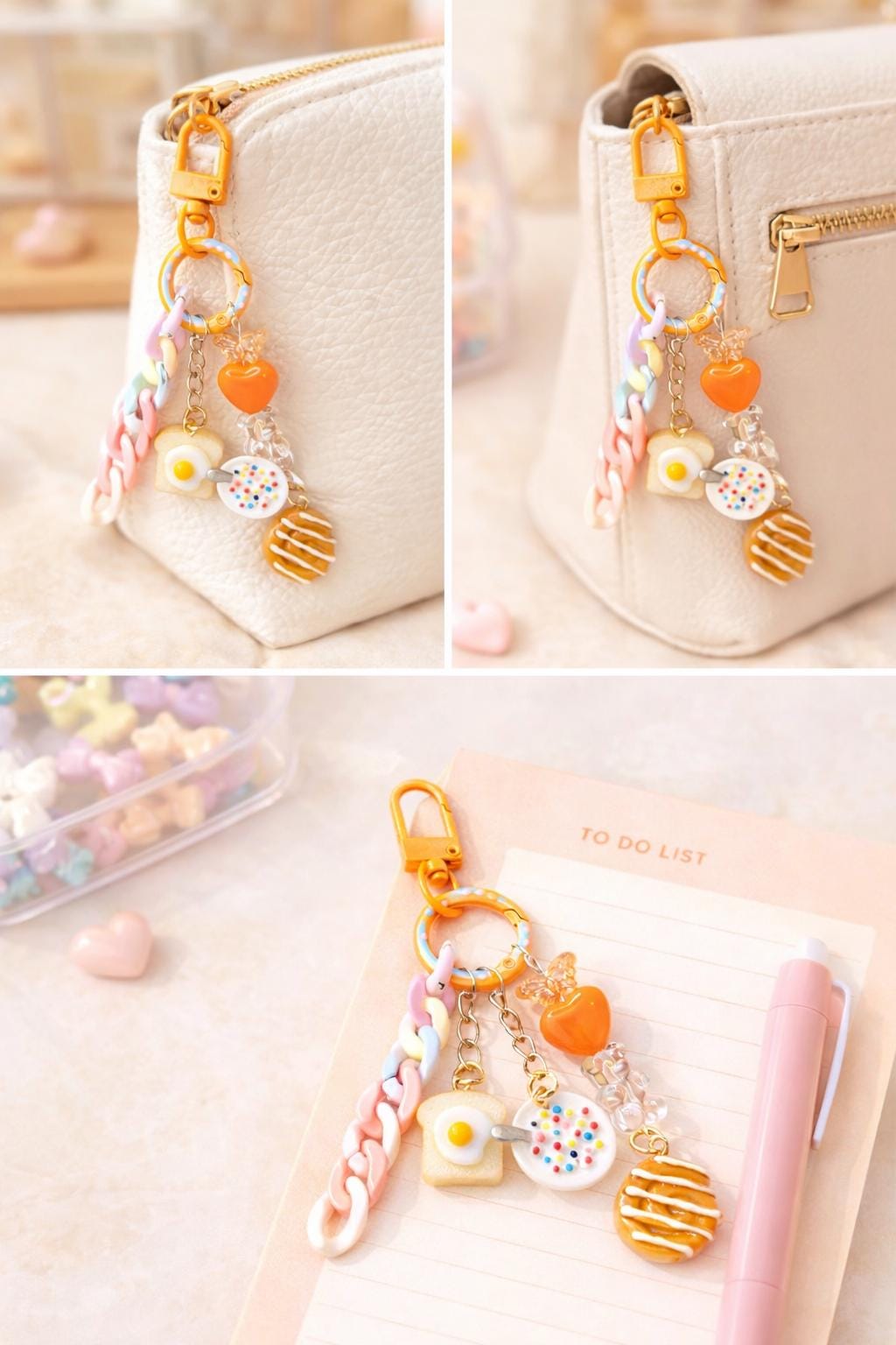 Adorable cute food miniature Jewerly Bag charms / Key chain / bread&cereal and donut