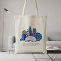 Chicago Landmark Canvas Tote Bag with inside pocket