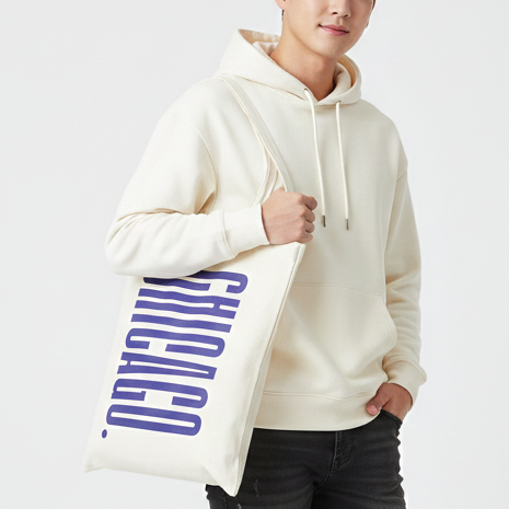 Chicago Canvas Tote Bag with with inside pocket