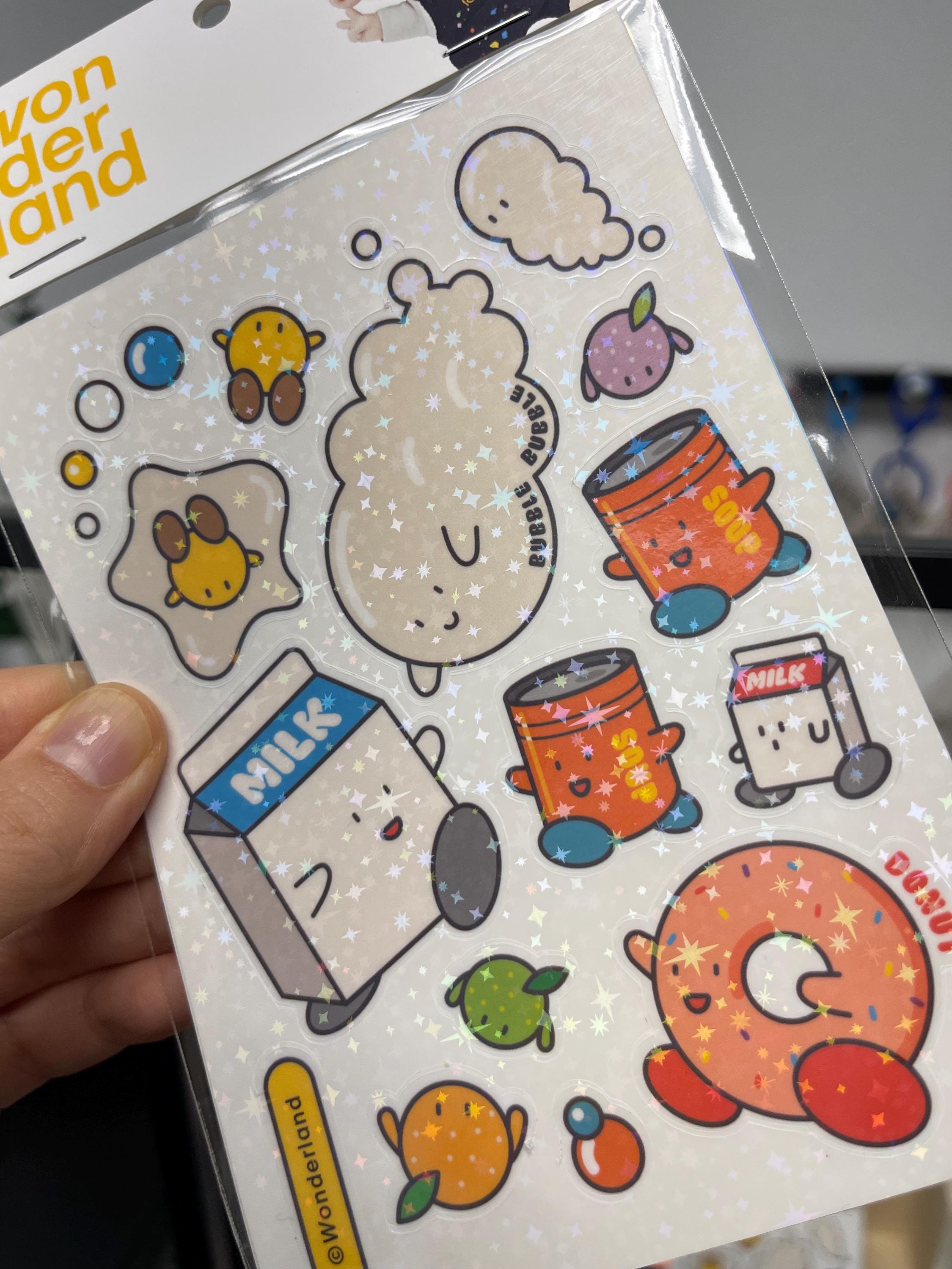Chicago Wonderland’s character Donut and Milk friend Sticker Set, Matte version, 2 Sheets
