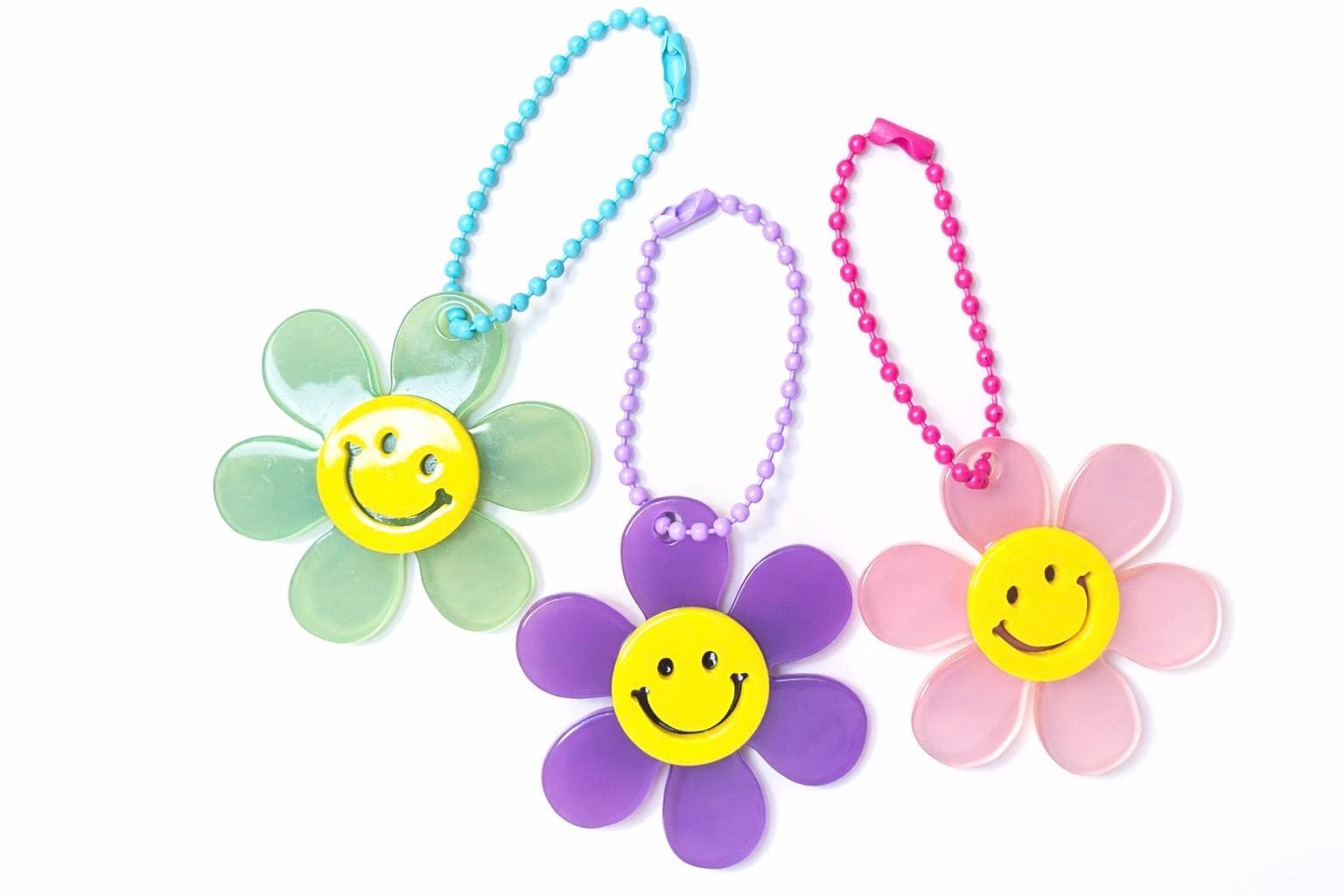 Adorable cute Smile smiley face flower Bag charms / Key chain
