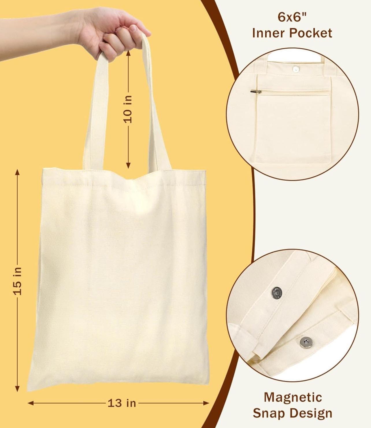 Chicago Wonderlnd- Fruits canvas tote bag w/ Magnet snap& inside zip pocket