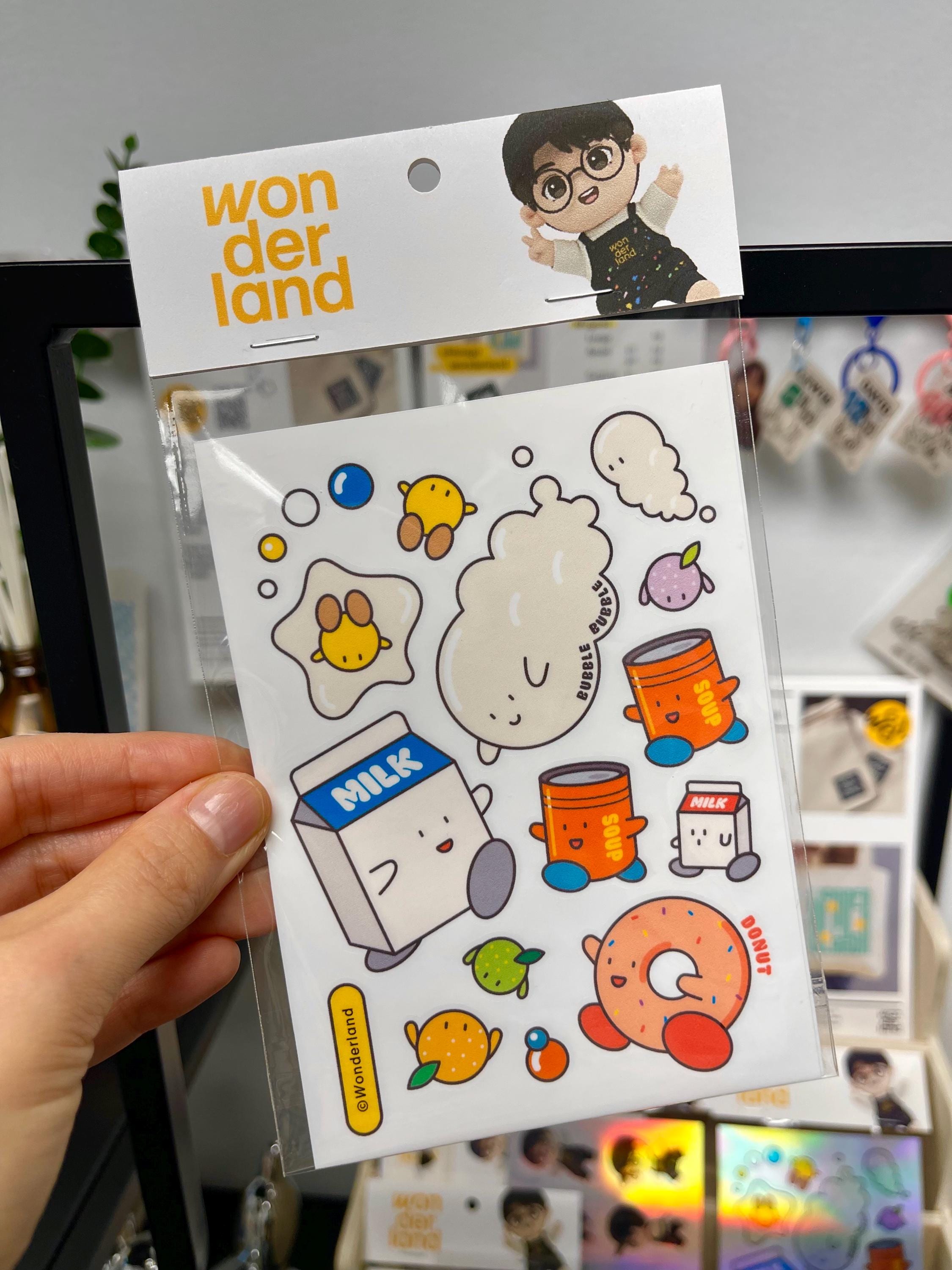 Chicago Wonderland’s character Donut and Milk friend Sticker Set, Matte version, 2 Sheets