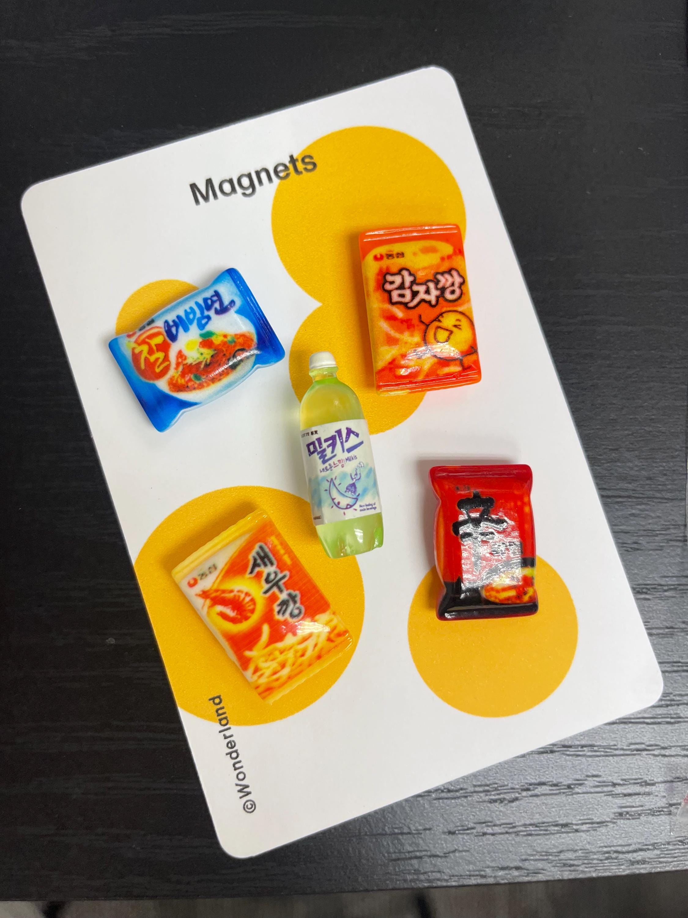 Korean K-Food Ramen And Snack Miniature Fridge White Board Magnet Set of 5pieces 냉장고 자석