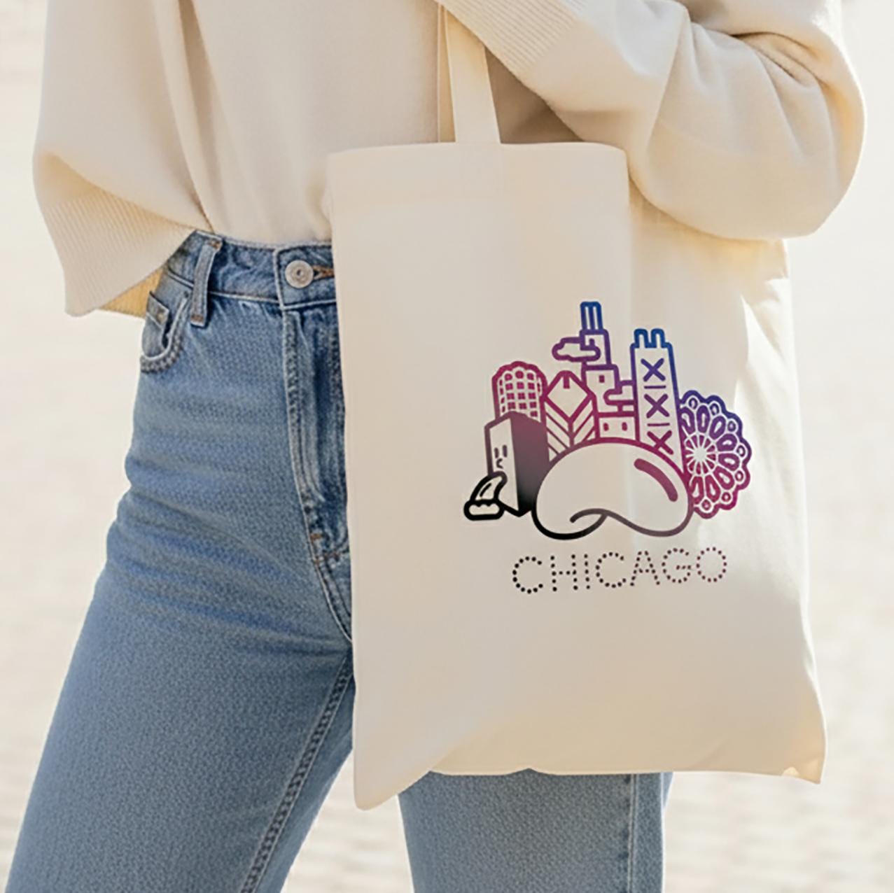 Chicago Skyline Canvas Tote Bag | City Souvenir Gift