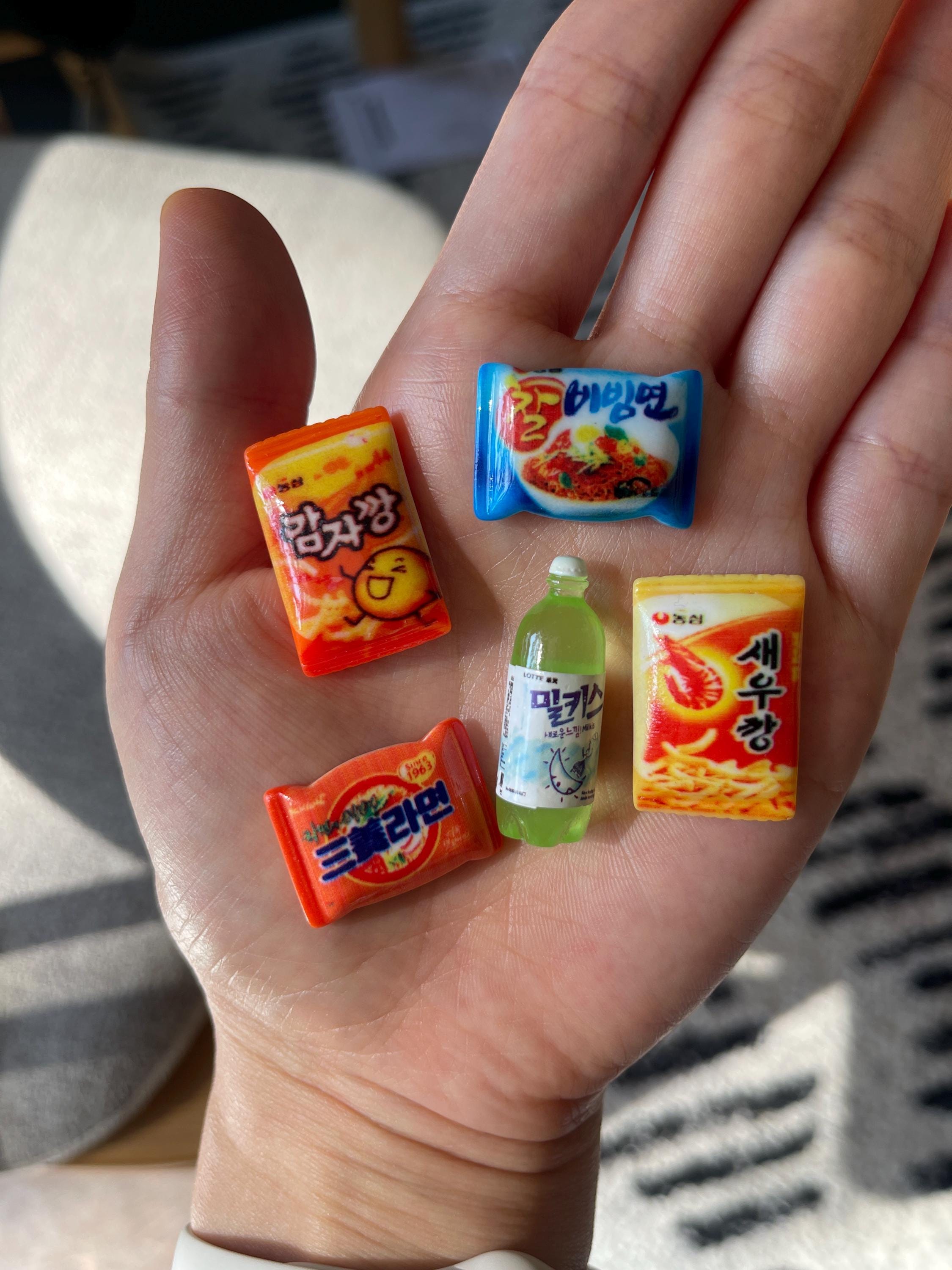 Korean Food Miniature Fridge Magnets: K-Food Ramen and Snacks, Set of 5