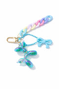 Iridescent Balloon Dog Keychain, Pastel Chain Bag Charm, Dog Figure Key Ring