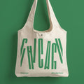 Chicago City Letter Canvas Tote Bag with Magnet Snap, Green letter
